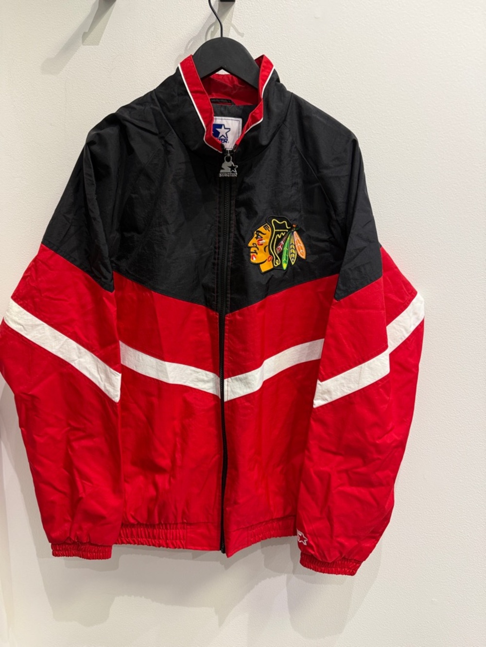 STARTER Red Black White Chicago Blackhawks Hockey Jacket